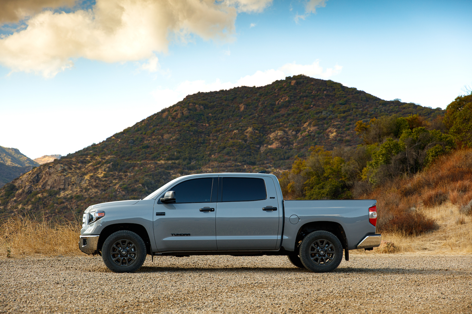 A silver 2021 Toyota Tundra parked in the wilderness, the Toyota Tundra is one of the cheapest trucks to maintain