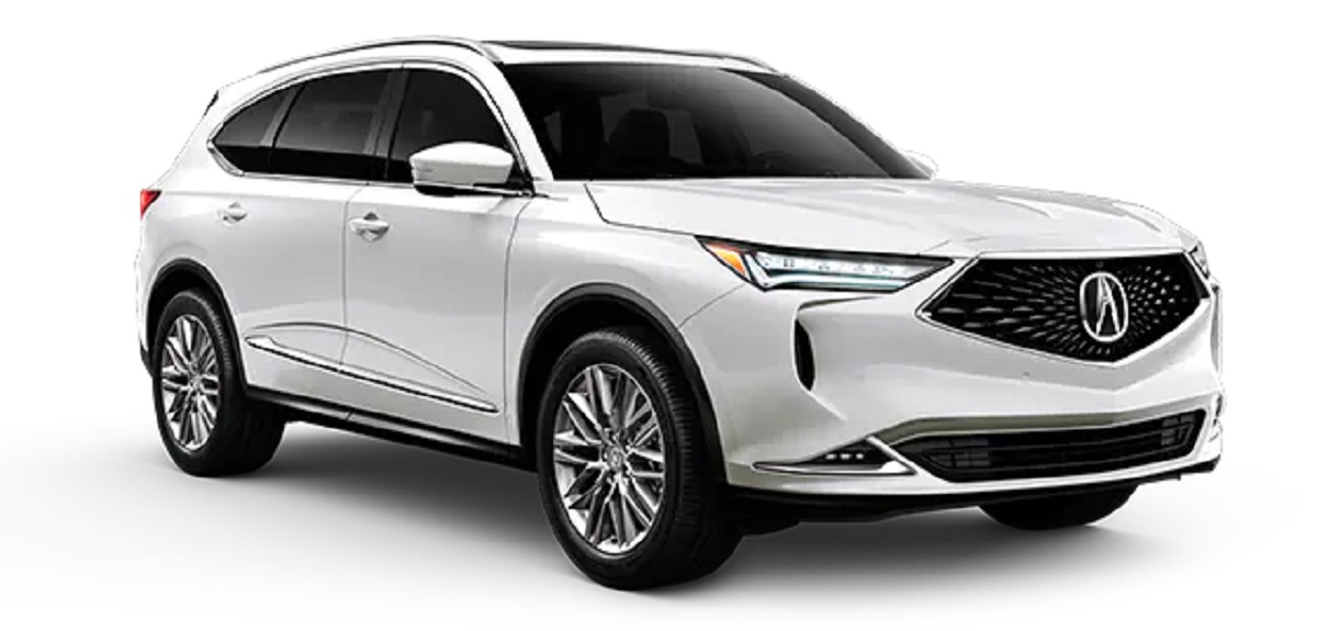 A white 2022 Acura MDX against a white background.