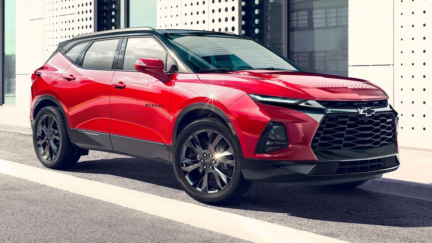 A red 2022 Chevy Blazer with two-tone paint