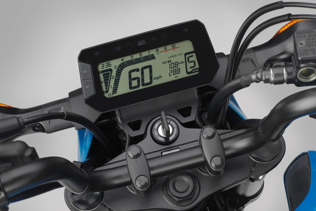 A close-up of the LCD display on the 2022 Honda Grom