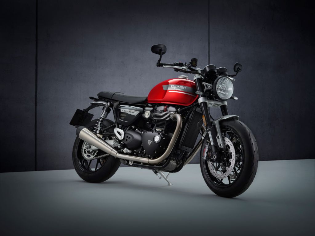 A red-and-black 2022 Triumph Speed Twin