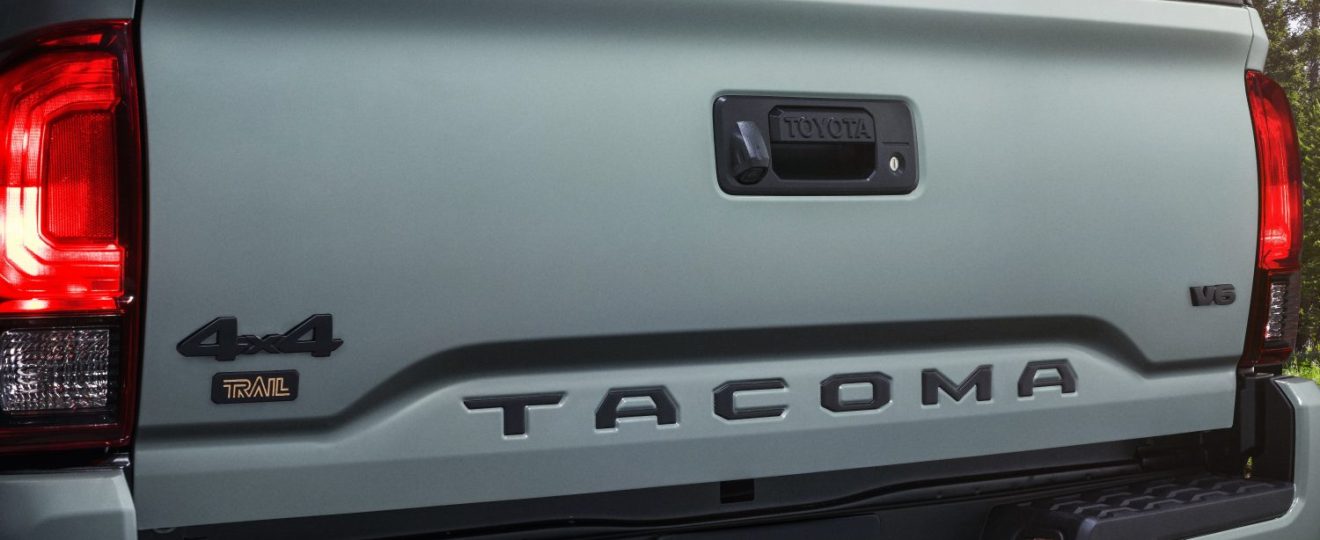 the tailgate of the 2022 Toyota Tacoma Trail Edition pickup truck