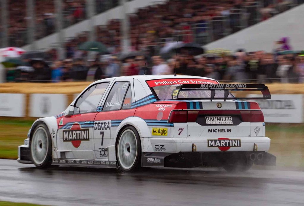 The rear of the Martini-liveried 155 in the rain
