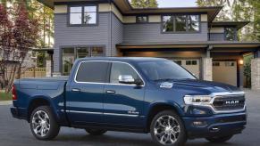 The 2022 Ram 1500 Limited 10th Anniversary Edition parked near a home
