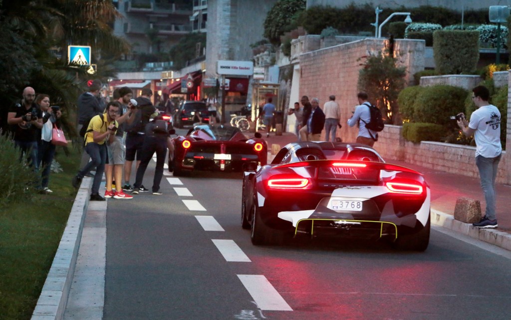 A line of supercars being photographed at Top Marques Monaco 2018