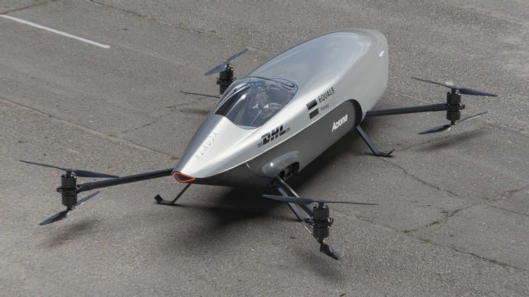 Airspeeder flying race car rear 3/4 view