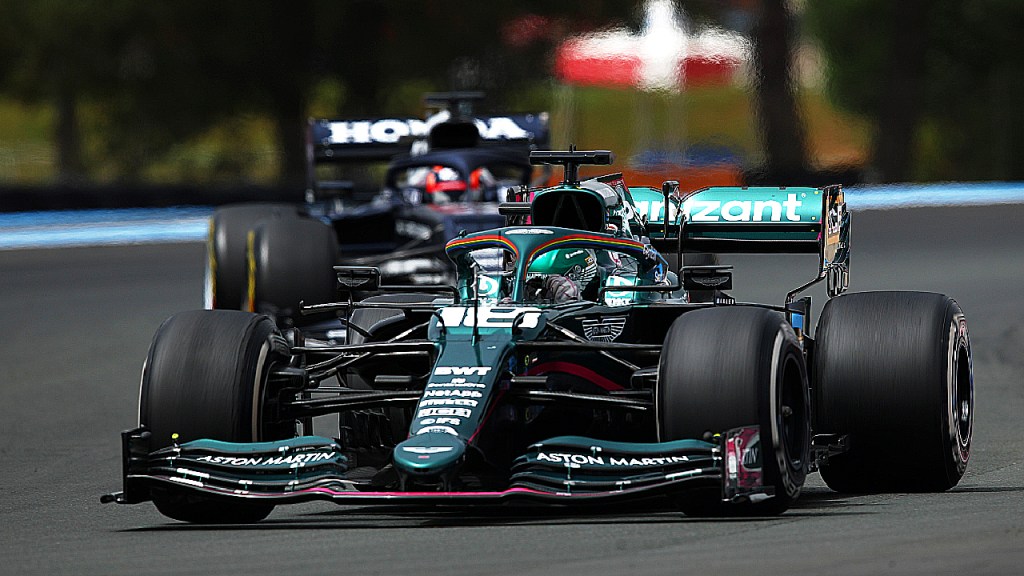 Aston Martin AMR21 Mercedes on track during the F1 Grand Prix of France at Circuit Paul Ricard on June 20, 2021.