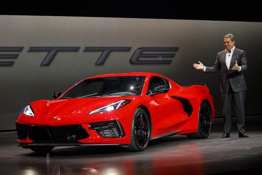 Mark Reuss, president of General Motors Co. (GM), speaks during an unveiling event for the GM red 2020 Chevrolet Corvette Stingray sports car in Tustin, California, U.S.