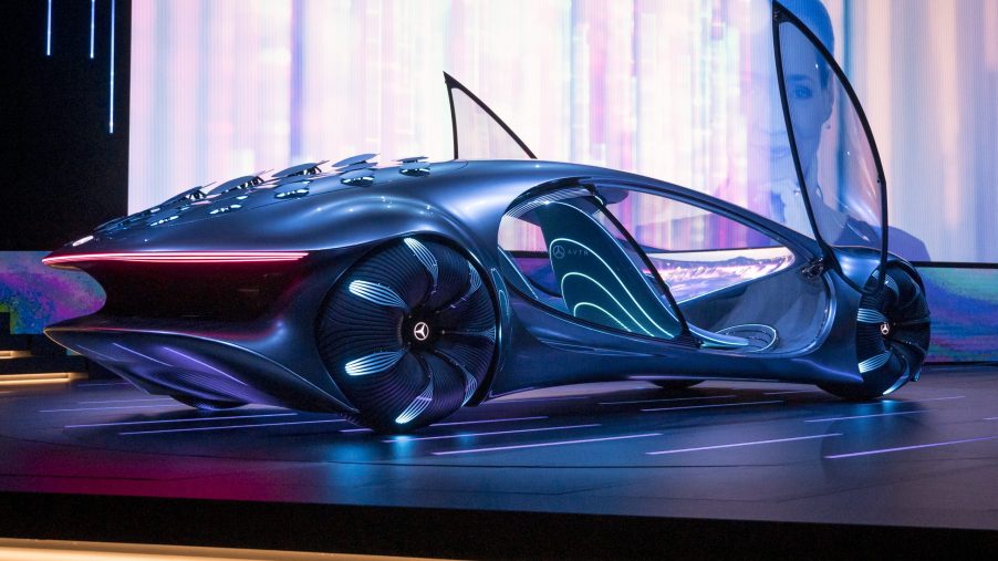 A futuristic Mercedes concept car