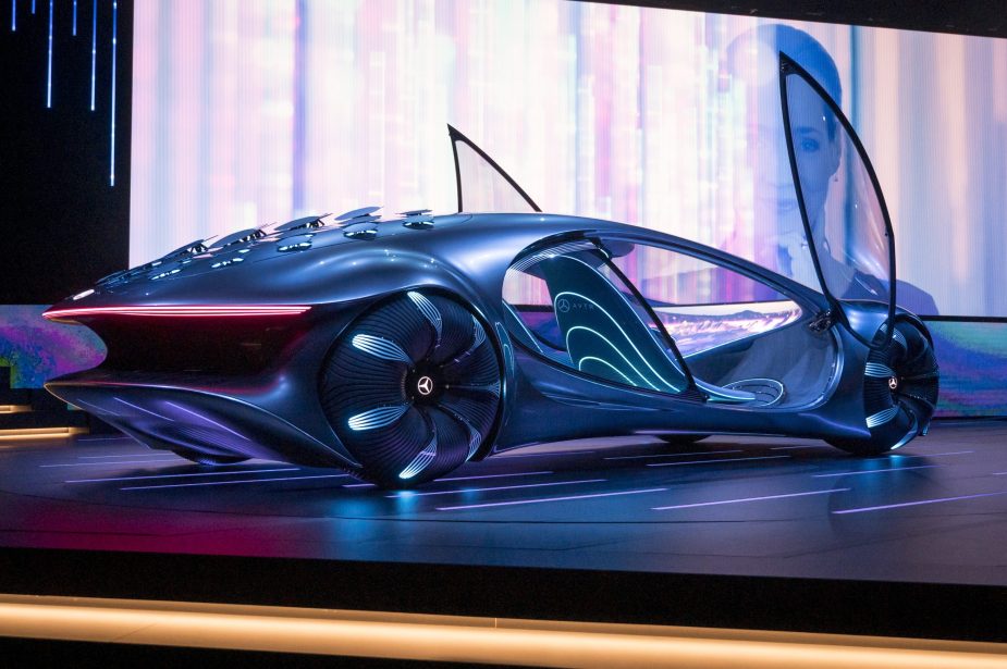 A futuristic Mercedes concept car