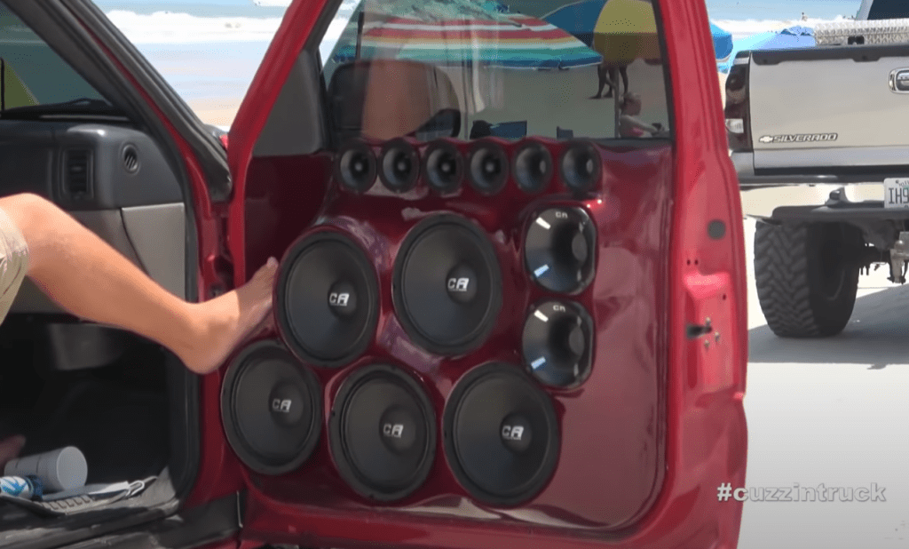 Truck door open with 15 speakers