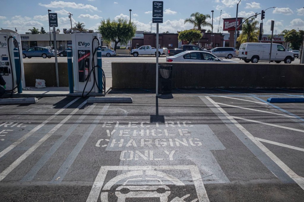 An EV charging station in California