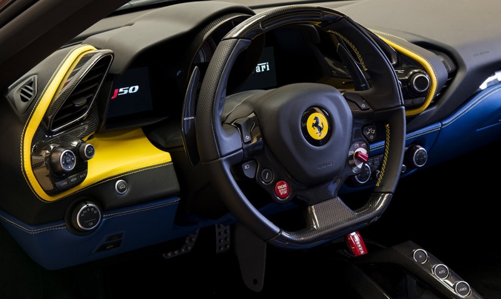 The interior of a Ferrari J50.
