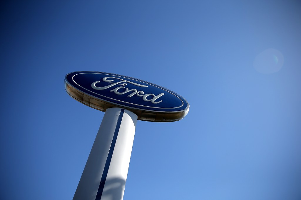 A blue oval Ford sign