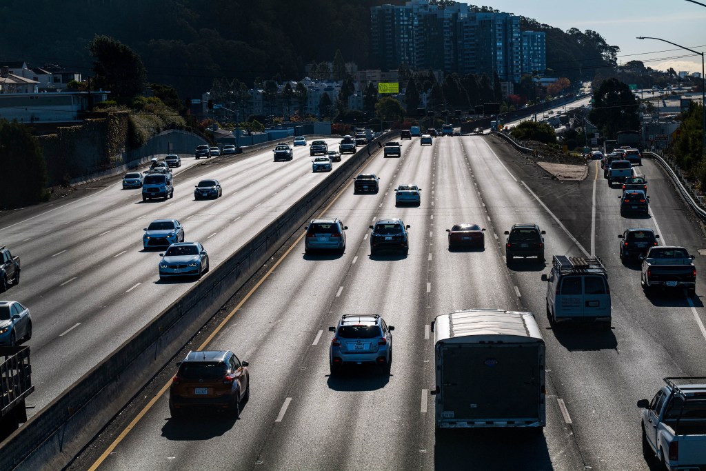 Traffic travels on Interstate 80 in El Cerrito, California