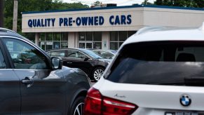 used cars are for sale at a dealership