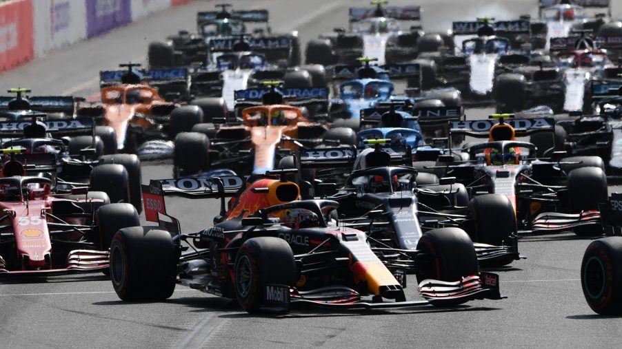 Red Bull's Max Verstappen ahead of the pack during the Formula One Azerbaijan Grand Prix
