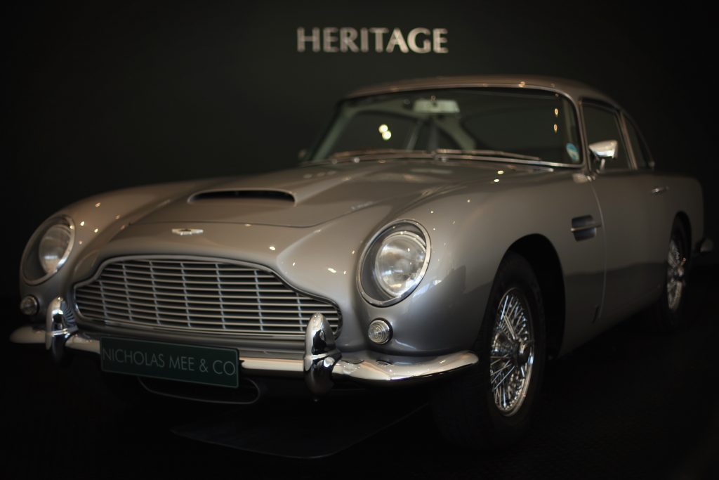 A silver Aston Martin DB5, the famous ride of James Bond