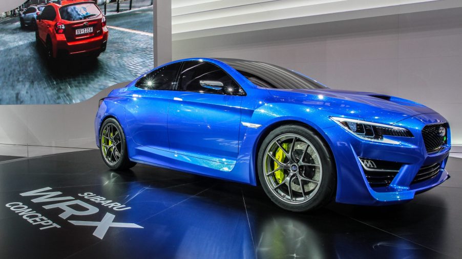 The blue 2022 Subaru WRX concept