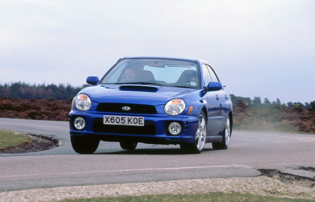 A blue 2001 model year Impreza WRX