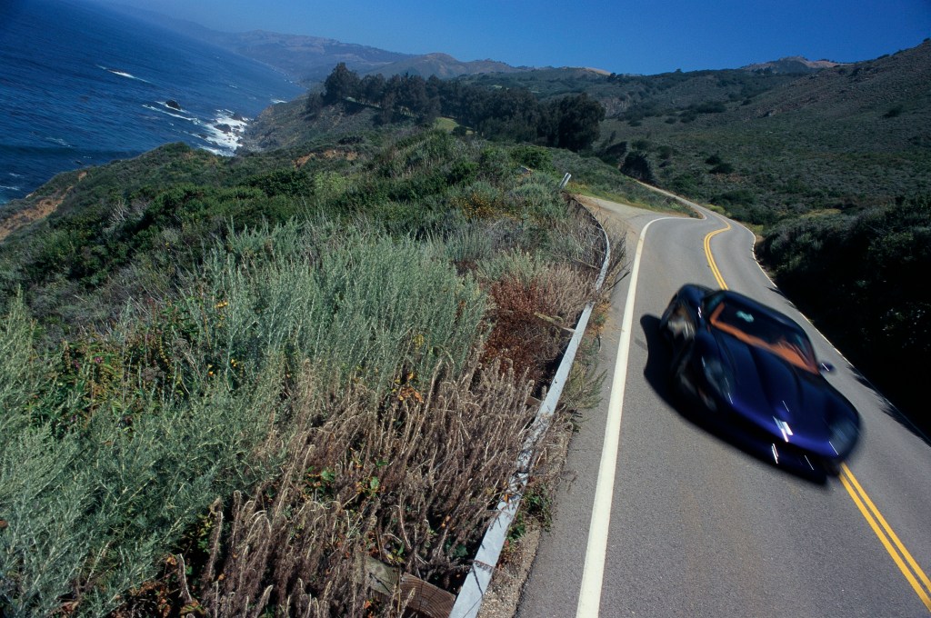 A C6 generation Corvette tears up a mountain road