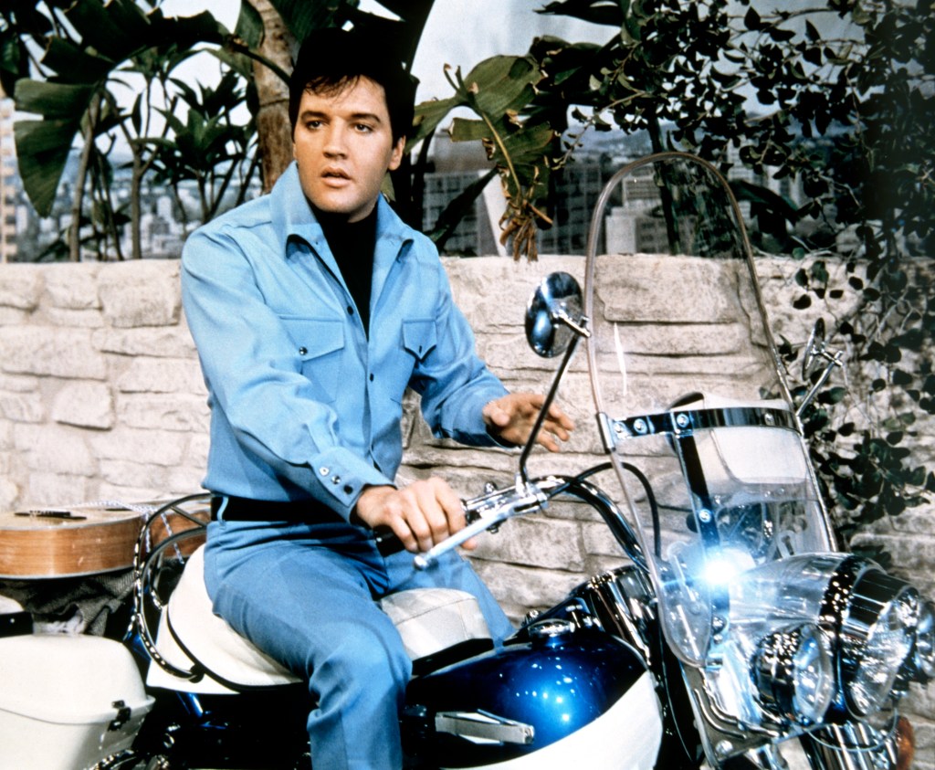Elvis Presely sitting on a different Harley 