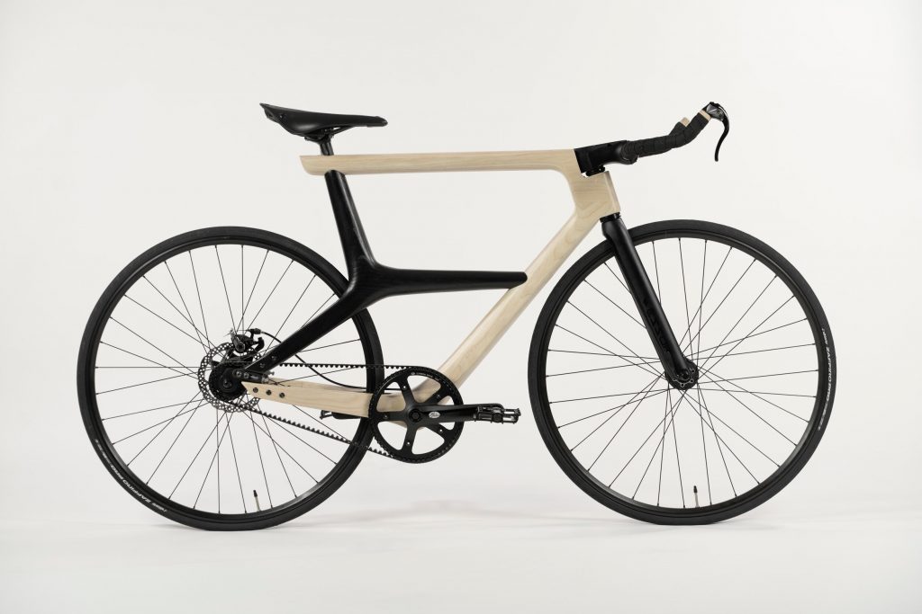 Iowa State Univ. wooden bicycle project side view