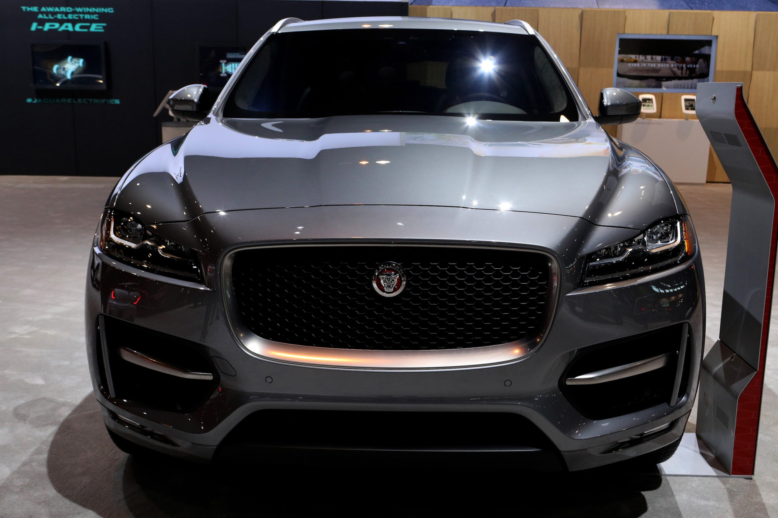 Gray 2020 Jaguar F-Pace is on display at the 112th Annual Chicago Auto Show