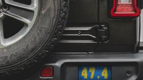 the second Jeep Wrangler teaser shows a jeep with 47.4 written on the back