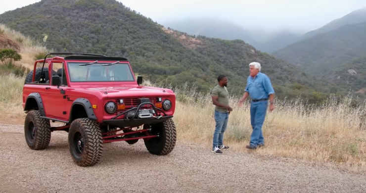Kevin Hart red Bronco with Hart and Jay Leno