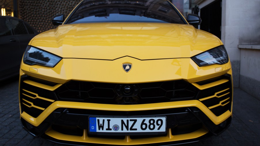A yellow Lamborghini Urus