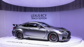 Silver Lexus RC F Track Edition during the Geneva International Motor Show