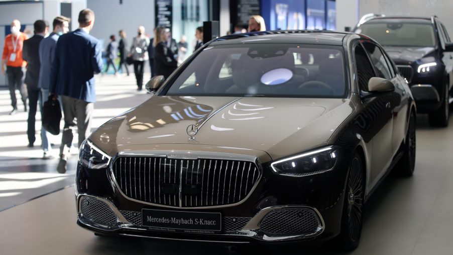 The new Mercedes-Maybach S-Class vehicle is pictured during a ceremony to reveal the Mercedes-Benz strategy at the 24th St Petersburg International Economic Forum