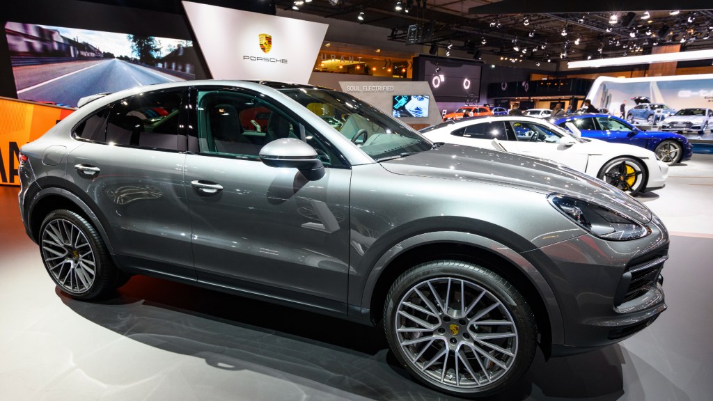 A lineup of Porsche vehicles at Brussels Expo.