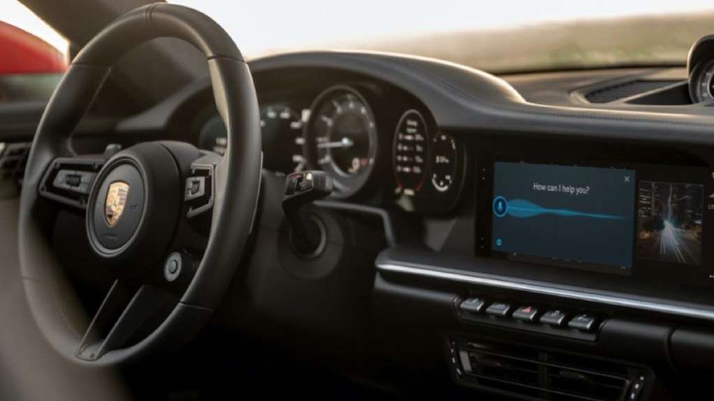 The interior of a Porsche vehicle.