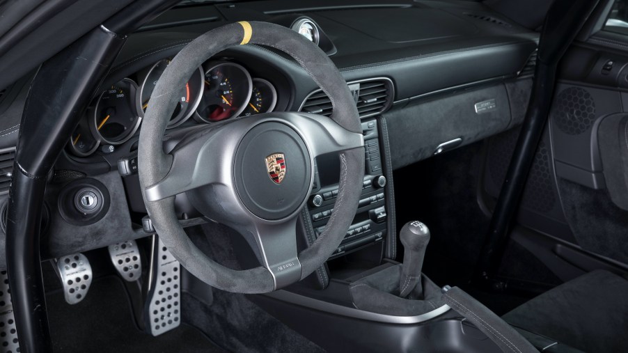 Porsche 997 GT2 RS interior featuring a manual transmission