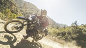 off-road rider tearing it up with a dual-sport