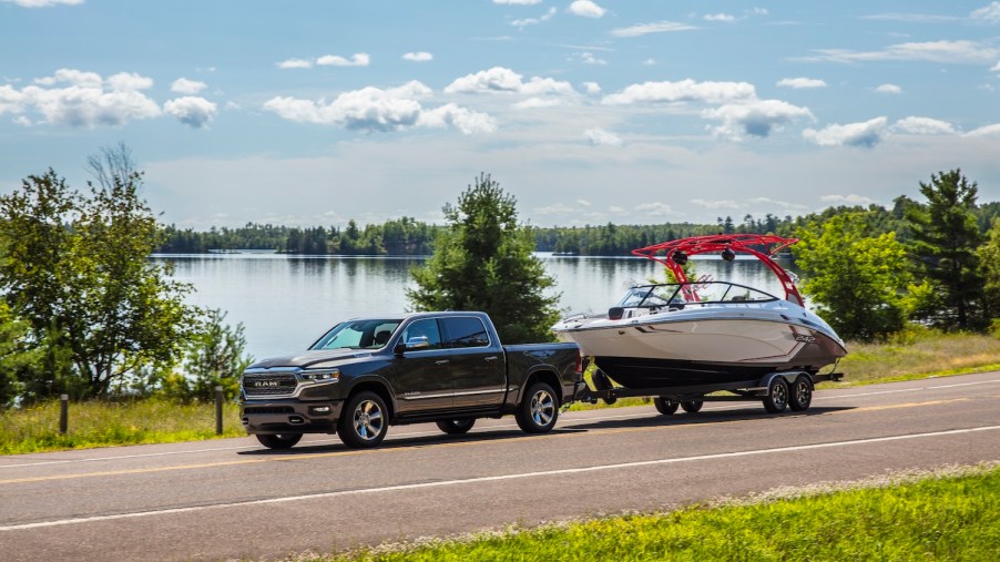 A 2021 Ram 1500 Limited EcoDiesel towing a boat, the Ram 1500 EcoDiesel is one of the most fuel-efficient new diesel pickups