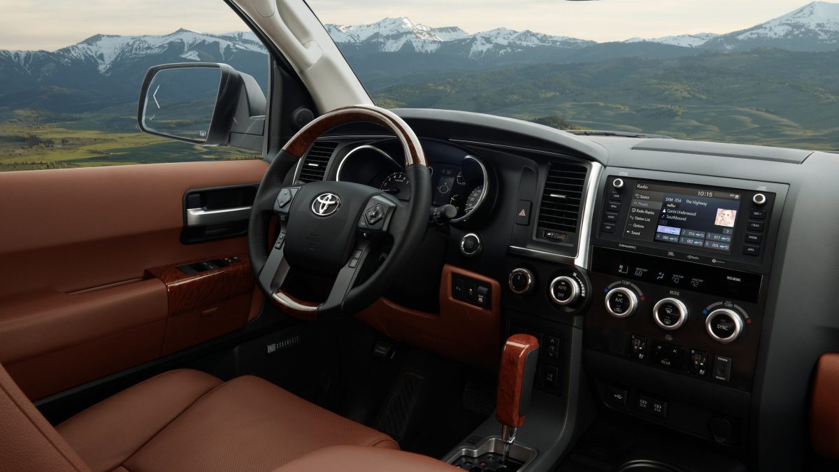 The interior of the 2020 Toyota Sequoia will look familiar to owners of a 2020 Tundra truck.  sdf