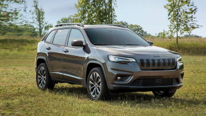 The 2021 Jeep Cherokee parked in grass