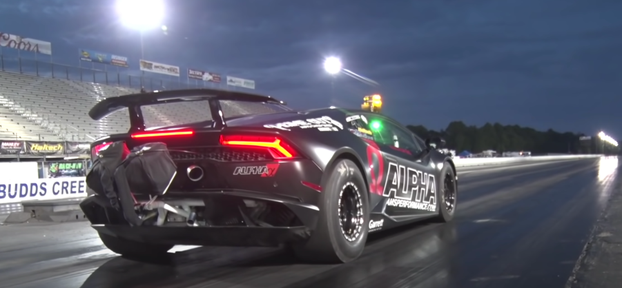 An image of a Lamborghini Huracan out on a race track.