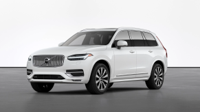 A white 2021 Volvo XC90 on display