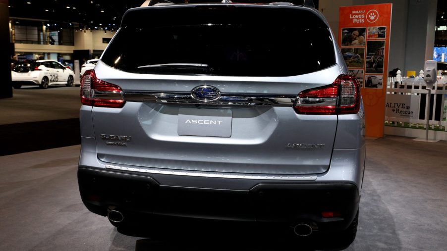 Silver 2019 Subaru Ascent is on display at the 111th Annual Chicago Auto Show at McCormick Place