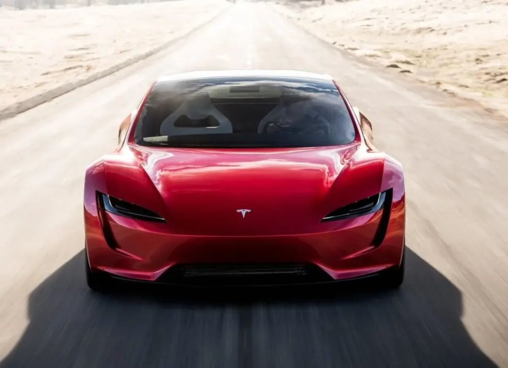 Red Tesla Roadster front shot
