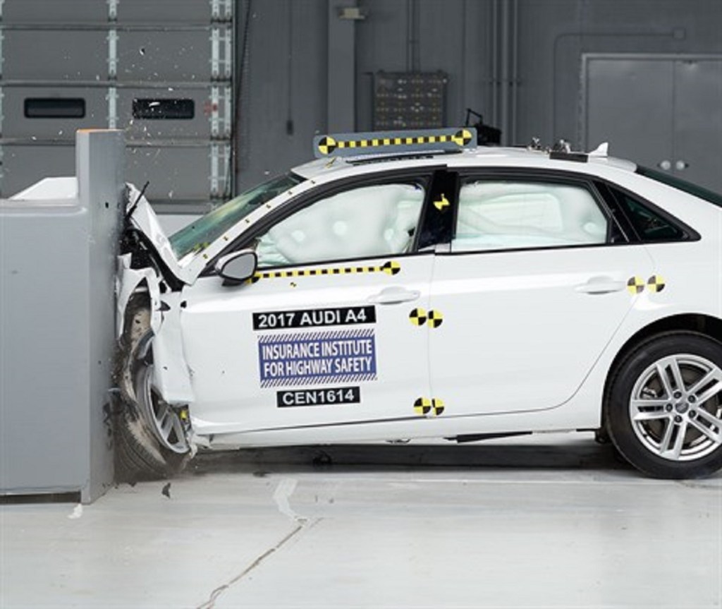 An Audi A4 being crash tested | IIHS