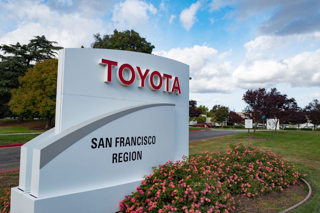 The sign outside the Toyota San Francisco regional headquarters
