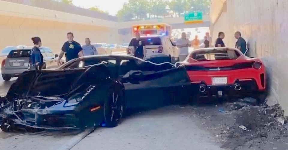 Three Ferraris crash in Philadelphia