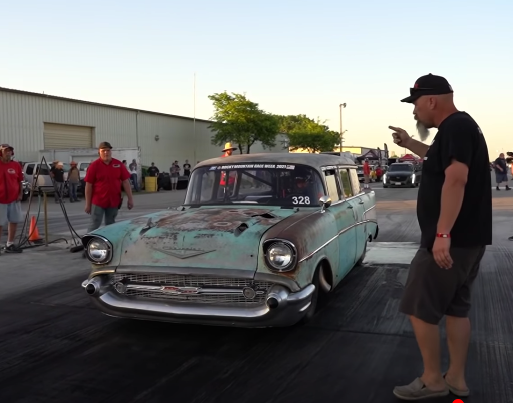 Tom and Aydan Bailey 1957 Chevy staging