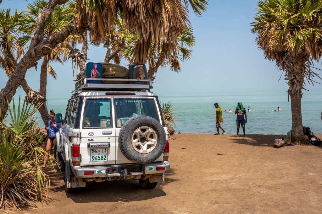The Toyota Land Cruiser by the beach