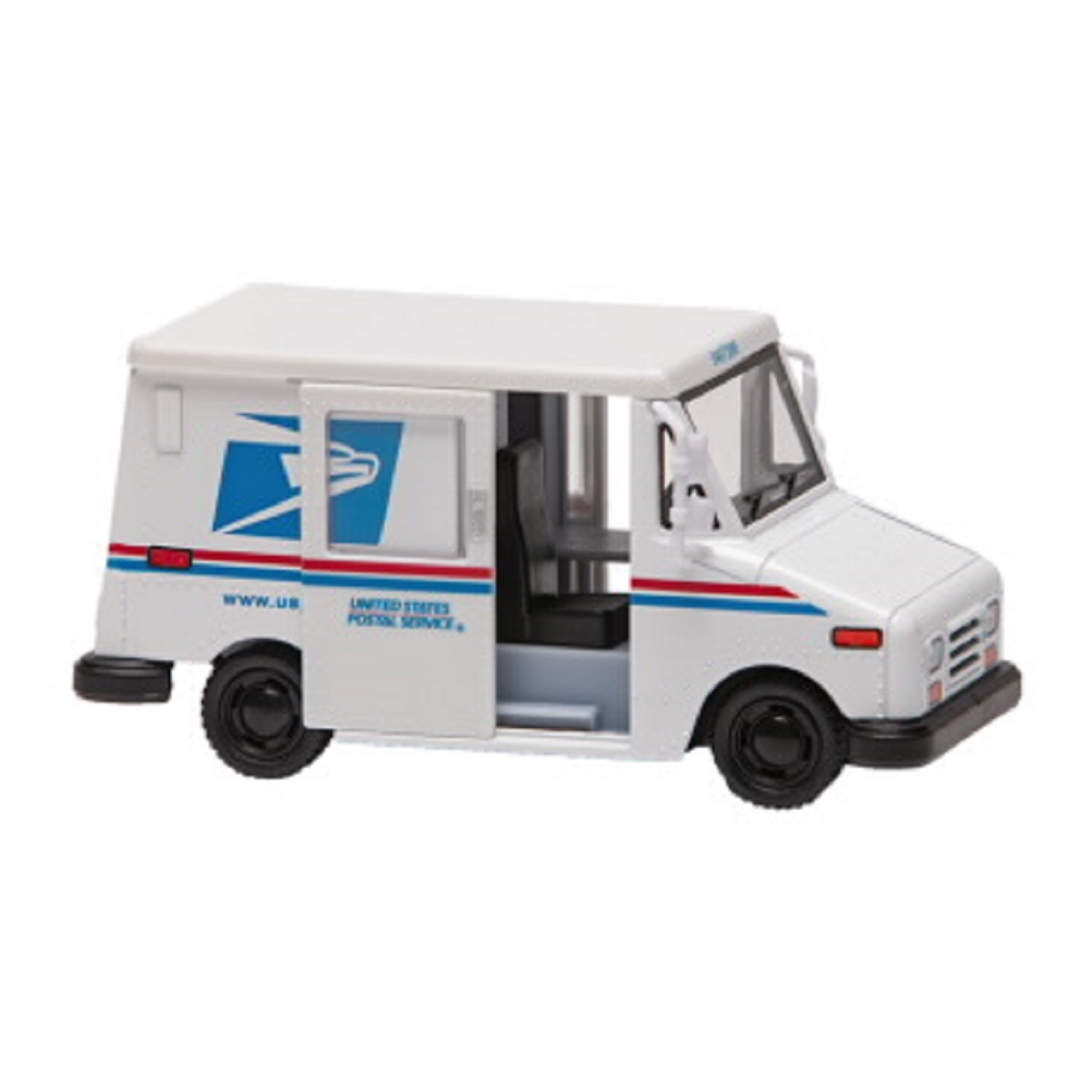A replica of a USPS postal truck. EVs cost less to maintain than gas powered vehicles.